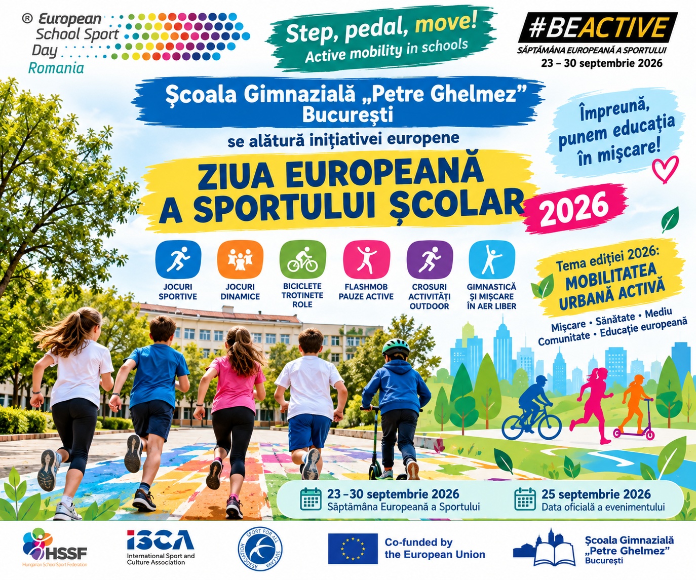 IMPREUNĂ, PUNEM EDUCAȚIA ÎN MIȘCARE! Ziua Europeană a Sportului Școlar 2026 la Școala Gimnazială „Petre Ghelmez”
